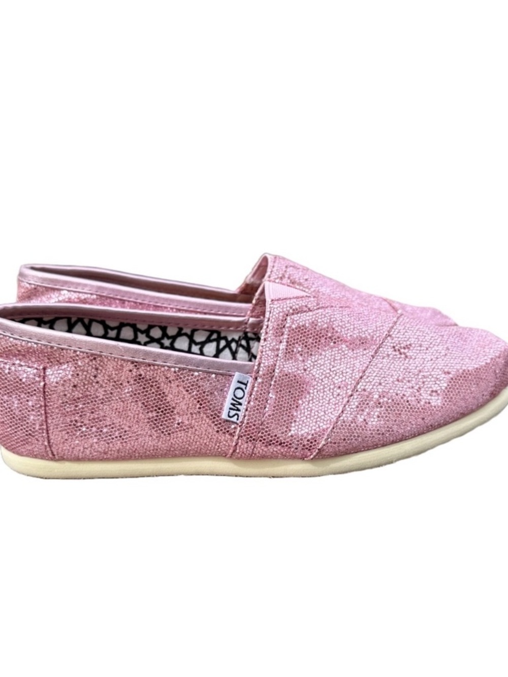 TOMS Pink Glitter Slip-On Flats Sparkle Balletcore Women’s 6 NWOT - Picture 6 of 9
